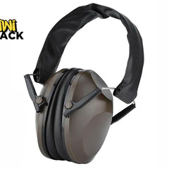 Kiwi Shack tactical hearing protection safety earmuffs with foldable headband and noise-reduction earcups.