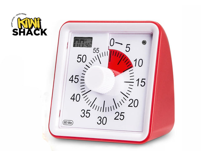 Kiwi Shack 60-minute visual countdown timer and time management clock for kids and productivity.