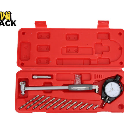 Red tool case with measuring instruments on a white background, featuring the Kiwi Shack brand.