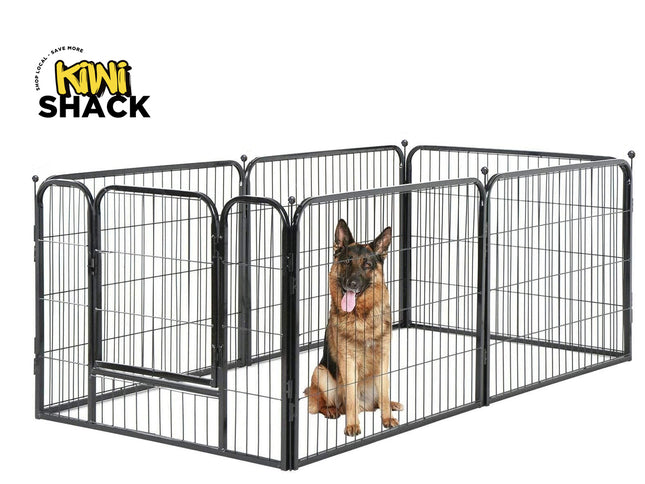 Portable Dog Playpen Metal Fence - RoverDen | 6 Panels 70x80cm Foldable Pet Play Pen Kennel, Heavy Duty Exercise Barrier Yard