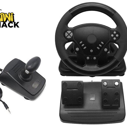 Game Steering Wheel - Dual Motor Vibration Feedback | 180° Rotation PC Xbox Switch Compatible Pedals Gearbox USB ZQ-004
