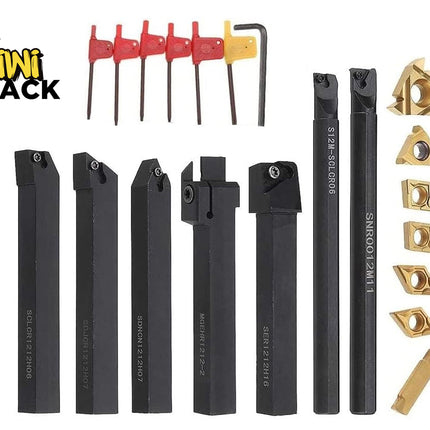 Set of metal tools and hardware components with 'Kiwi Shack' branding on a white background.
