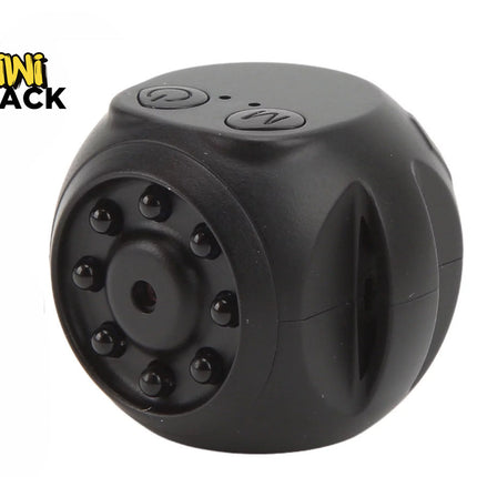 Kiwi Shack mini wireless HD spy camera and security recorder with night vision LEDs.