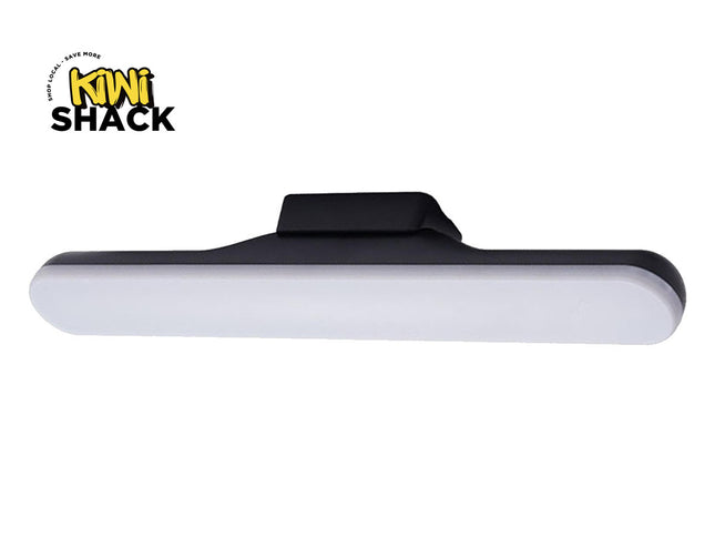 Black and white light fixture with 'Kiwi Shack' logo on a white background