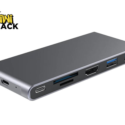 USB hub with multiple ports on a white background, branded as Kini Shack.