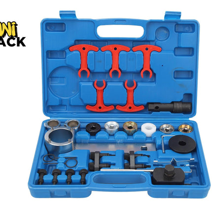 Blue tool kit with red tools inside on a white background, branded 'Kiwi Shack'.