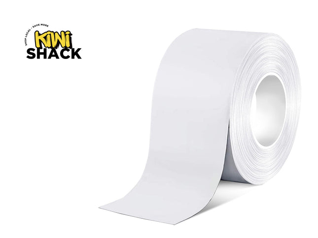 Roll of white paper with Kiwi Shack logo on a white background