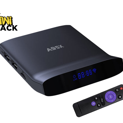Black electronic device with digital display and remote control on a white background, featuring the Kiwi Shack brand.