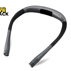 A gray and black curved neck strap device with ribbed sections, shown on a white background with the Kiwi Shack logo in the top-left corner.