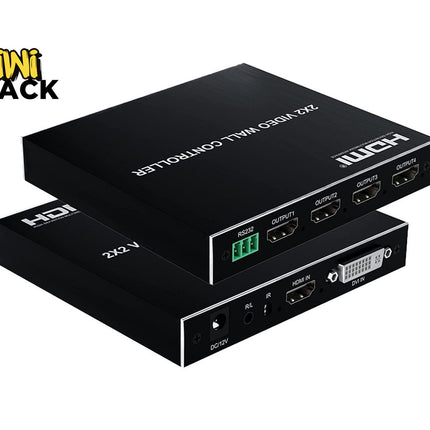 Black video switchers with multiple ports on a white background, branded 'Kiwi Shack'.