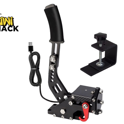Black mechanical device with a cable and clamp, branded 'Kiwi Shack'.