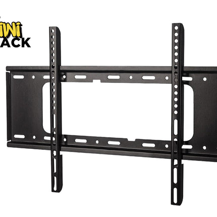 Black TV wall mount with Kiwi Shack logo on a white background