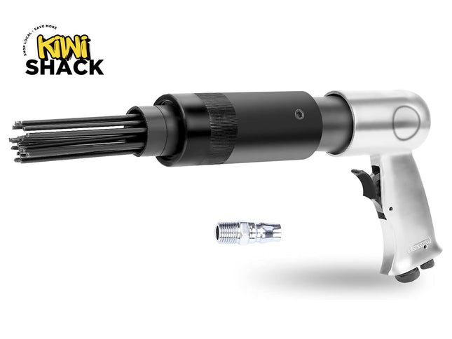 Pneumatic cleaning gun with attachments on a white background, featuring the Kiwi Shack logo.