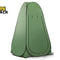 A portable green pop-up privacy tent used for changing or showering outdoors, featuring the "Kiwi Shack" logo in the top-left corner.