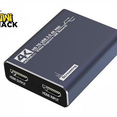 Kiwi Shack 4K Ultra HD to USB 3.0 video capture card for live streaming and recording with HDMI input and output.