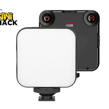 Light panel with control panel on a white background, featuring the Kiwi Shack logo.