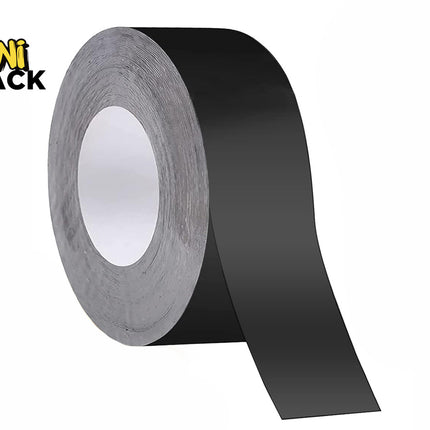 A roll of heavy-duty black waterproof repair tape with a partially unspooled end, featuring a "Kiwi Shack" logo in the top left corner.