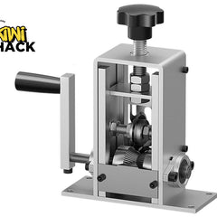 Metallic mechanical device with a handle on a white background, featuring the Kiwi Shack logo.