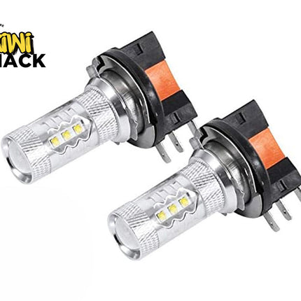 Two car headlight bulbs with 'Kiwi Shack' logo on a white background