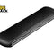 A sleek, matte black wireless presentation clicker or presenter remote with a textured wave pattern and a silver side-mounted charging port, set against a white background. A "Kiwi Shack" logo appears in the top-left corner.