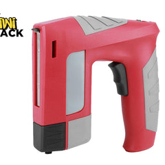 A red and gray Kiwi Shack cordless nail gun with a black trigger and base, shown on a white background with the Kiwi Shack logo in the top-left corner.