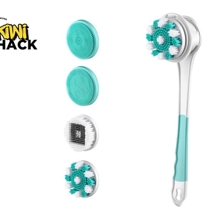 Gentle cleansing brush with interchangeable heads on a white background, featuring Kini Shack branding.