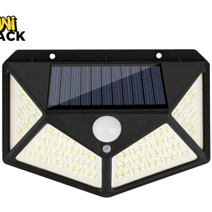 Solar-powered outdoor light with motion sensor on a white background, branded as Kiwi Shack.
