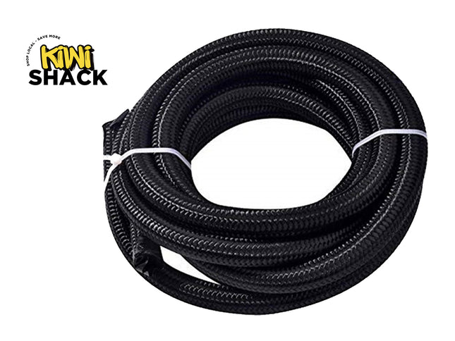 A coiled black rope or cord secured with a white tie-wrap, shown on a plain white background with the Kiwi Shack logo in the top-left corner.