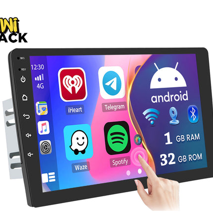 Touchscreen display with app icons and 'Kiwi Shack' branding