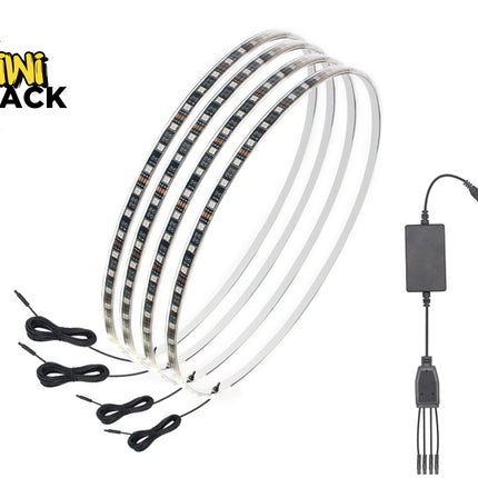 15.5" LED Wheel Ring Lights - Bluetooth RGB Car Underglow Kit | App Controlled, Music Sync, IP68 Waterproof, 4-Piece Set