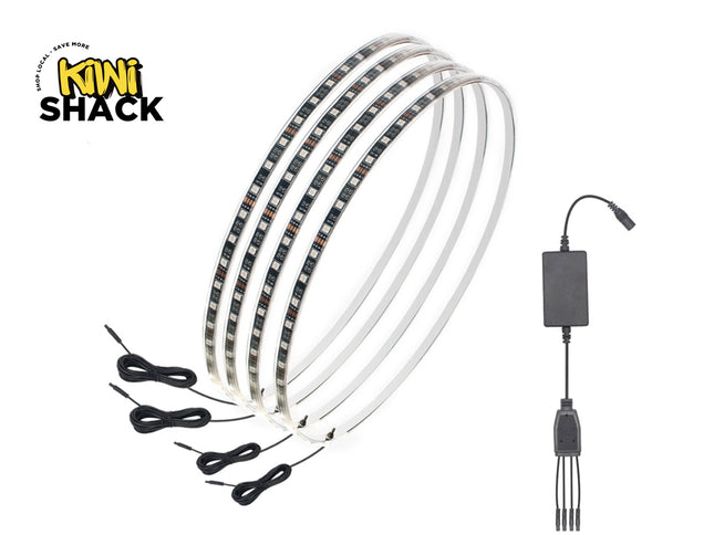 15.5" LED Wheel Ring Lights - Bluetooth RGB Car Underglow Kit | App Controlled, Music Sync, IP68 Waterproof, 4-Piece Set