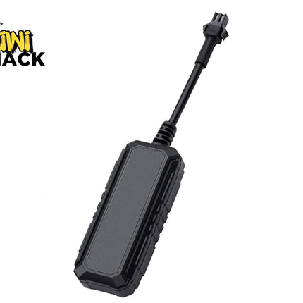 A black wired GPS tracker device featuring a rugged rectangular main module with ribbed sides and an attached short cable with a multi-pin connector against a white background, featuring the "Kiwi Shack" logo in the upper left corner.