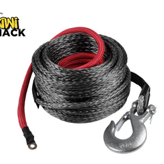 Tow rope with red core and black sheath, attached to a hook, on a white background with 'Kiwi Shack' branding.
