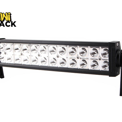 A dual-row black LED light bar with adjustable side mounting brackets, featuring the "Kiwi Shack" logo in the top-left corner.