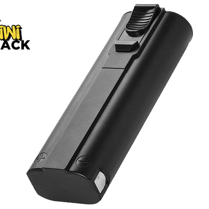 A black rechargeable battery pack with a release latch and positive and negative terminal markings, featuring the "Kiwi Shack" logo in the top-left corner.