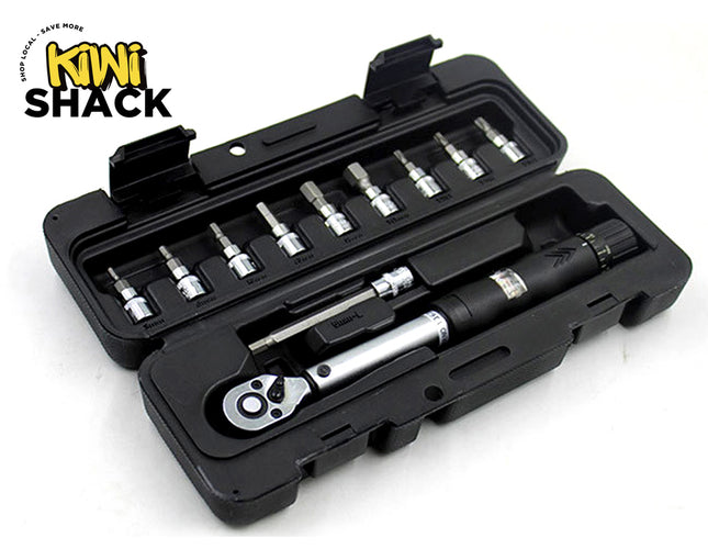 Bike Torque Wrench Set (2-14Nm) - 1/4-Inch Drive | Pro Tool with Allen & Torx Sockets, Two-Way Ratchet & Locking System, in Case