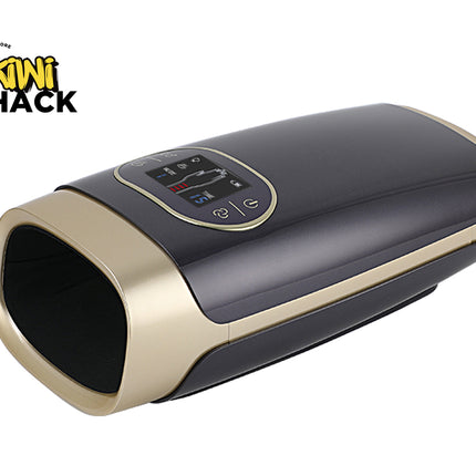 Black and gold electronic device with digital display on a white background, featuring the Kiwi Shack logo.