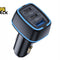 A black fast-charging car adapter with blue trim, featuring two USB-C ports (65W) and one USB-A port (60W), set against a white background. A "Kiwi Shack" logo appears in the top-left corner.