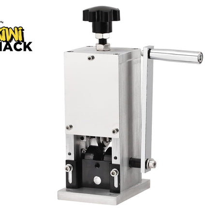 Metallic device with a handle and adjustable knob on a white background, branded 'Kiwishack'.