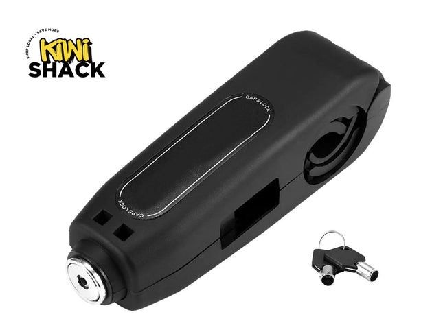 Black lock with key on a white background, featuring the Kiwi Shack logo.