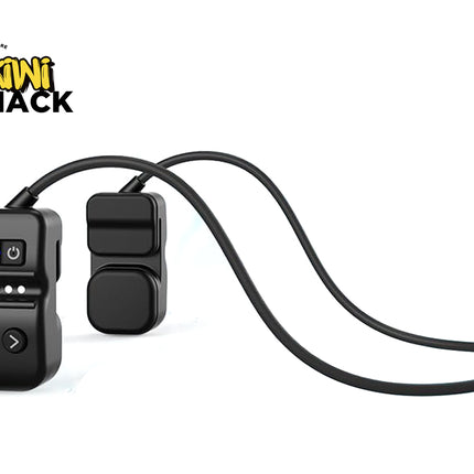 Black electronic device with a cable on a white background, featuring the Kiwi Shack logo.