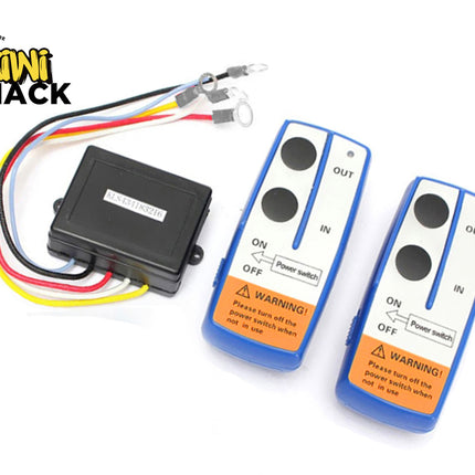 Electrical components with wiring and remote controls on a white background, branded 'Kiwi Shack'.