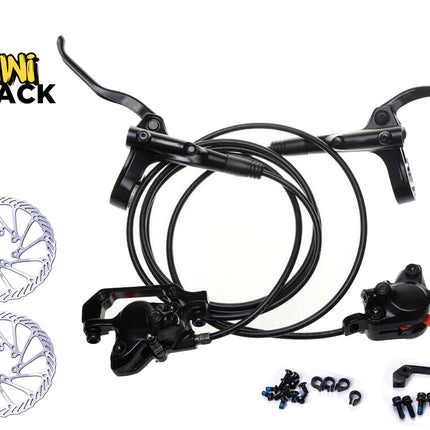 Bicycle brake levers and components on a white background with 'Kiwi Shack' branding.