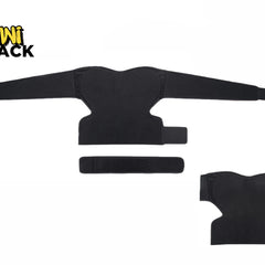 Kiwi Shack adjustable posture corrector and dual-shoulder support brace with a stabilizing strap system.
