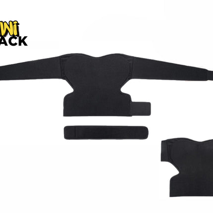 Kiwi Shack adjustable posture corrector and dual-shoulder support brace with a stabilizing strap system.