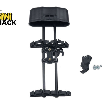 Black archery stand with accessories on a white background, featuring the Kiwi Shack logo.
