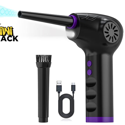 Black handheld device with purple accents and attachments on a white background, featuring the Kiwi Shack logo.