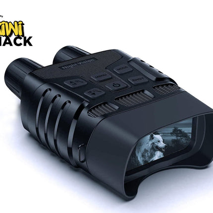 Black electronic device with a screen displaying a wolf, branded 'Kiwi Shack'.