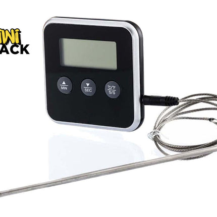 Digital BBQ Thermometer - Target Temp Alert - Magnetic | 1M Cord | 19.3cm Probe | 0-250°C Range | For Meat, Oven, Grill, Smoker