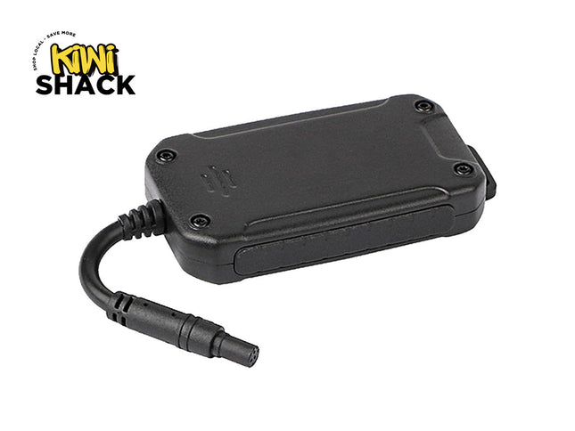 A compact black electronic module with a connected multi-pin cable, featuring the "Kiwi Shack" logo in the top-left corner.